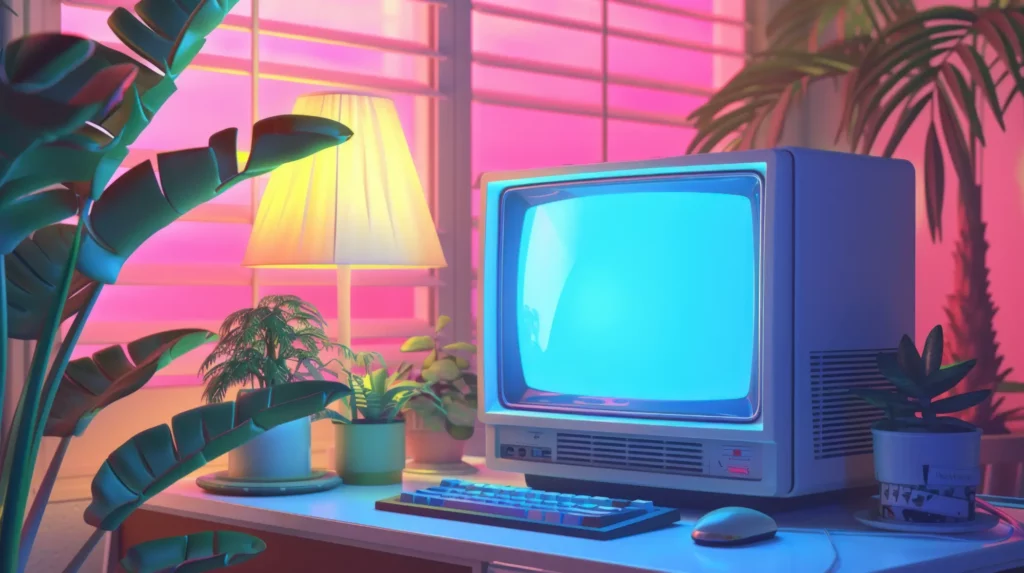 Vecteezy Retro Computer Setup With Potted Plant And Nostalgic 69630014 - Renegade-Agency.com